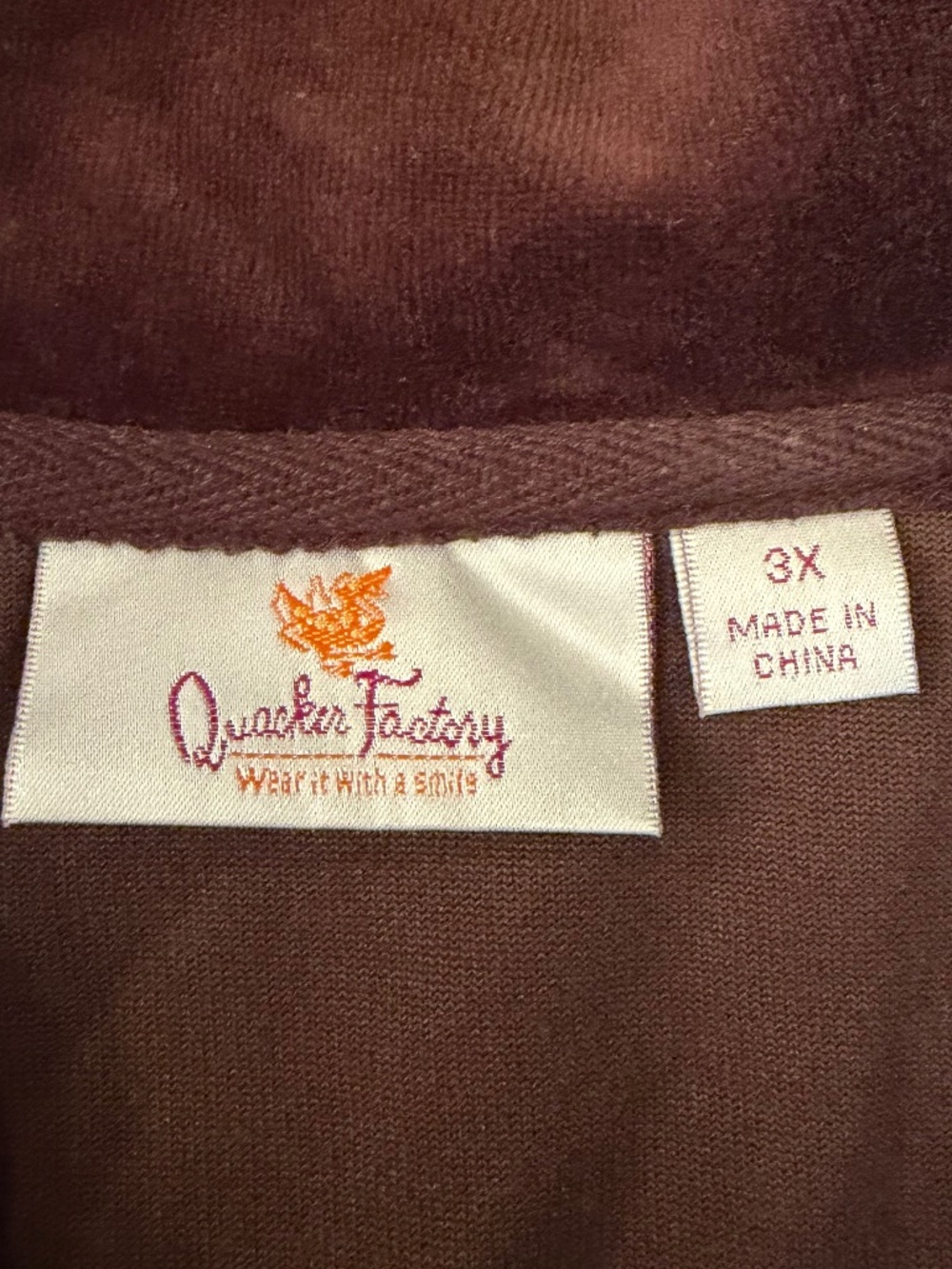 Quacker Factory Brown Velour Quilted Rhinestone Zip Up Vest Sleeveless, Size 3X - Picture 9 of 13